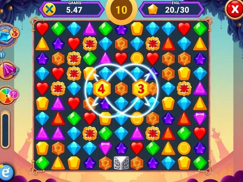 Diamond Saga gameplay screenshot showing colorful gems